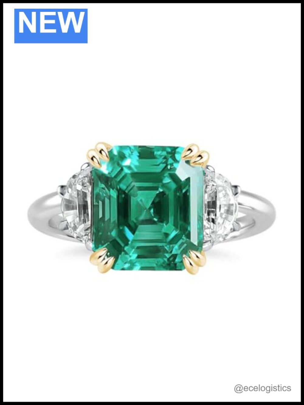4.5ct Asscher Cut Three Stone Promise Ring 925 Sterling Silver